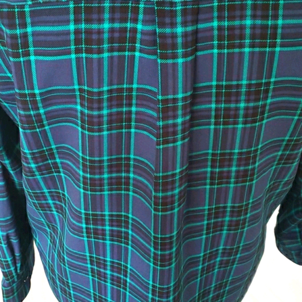 TALBOTS NAVY & TEAL BUTTON DOWN BLOUSE, Me… - Picture 6 of 9